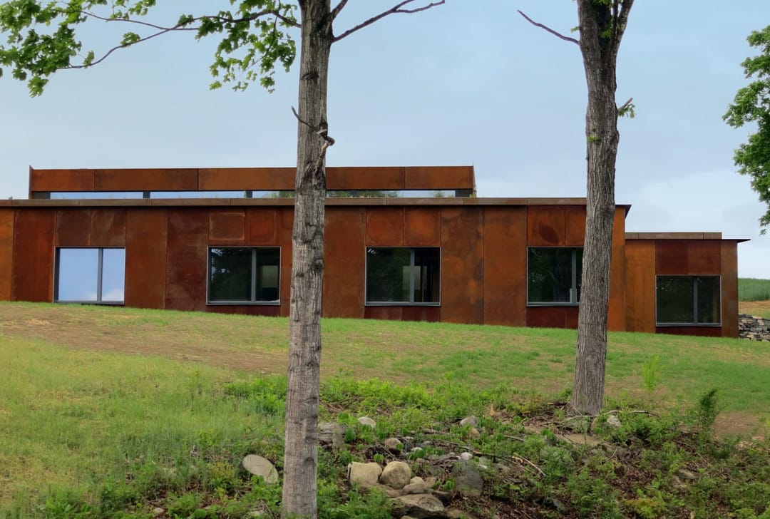 Minimalist home with steel panel