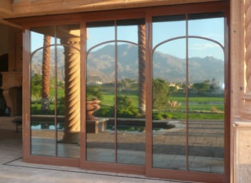 Lift and slide made of wood Corner lift and slide wood door and simulated divided lite